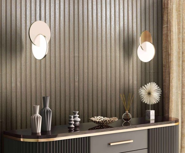 Non-woven wallpaper wood panels gold metallic 33396