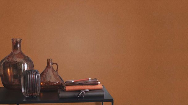 Non-woven wallpaper Rasch plain brown metallic 720181