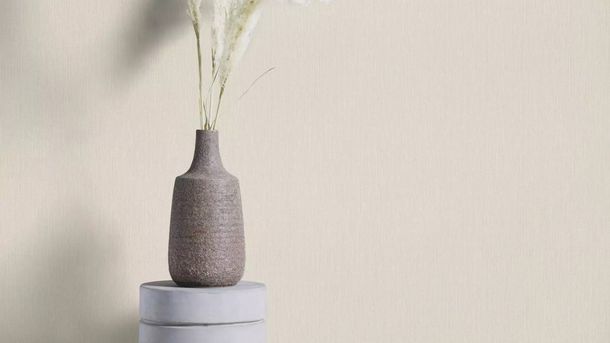 Non-woven wallpaper Rasch plain grey cream gloss 536881