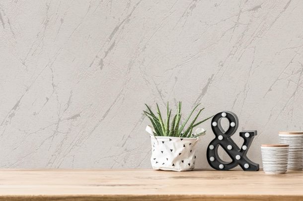 Non-woven wallpaper marble grey silver metallic 39336-1