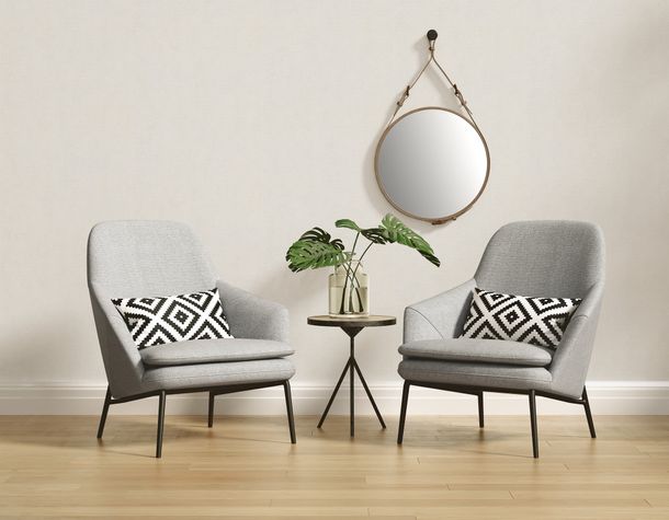 Non-woven wallpaper linen look modern white 39339-1