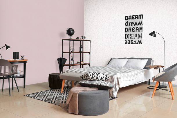 Non-woven wallpaper floral pink grey metallic 39546-1