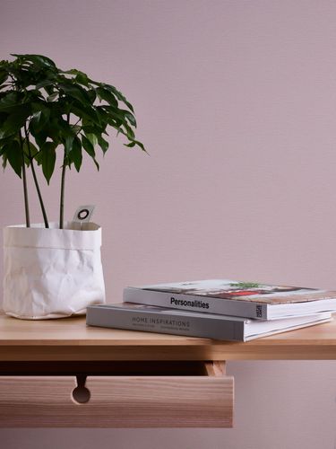 Non-woven wallpaper linen look plain purple 39547-7