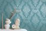 Non-woven wallpaper baroque turquoise metallic 39765-4 5