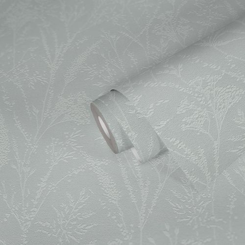 Non-woven wallpaper floral turquoise white gloss 39766-2