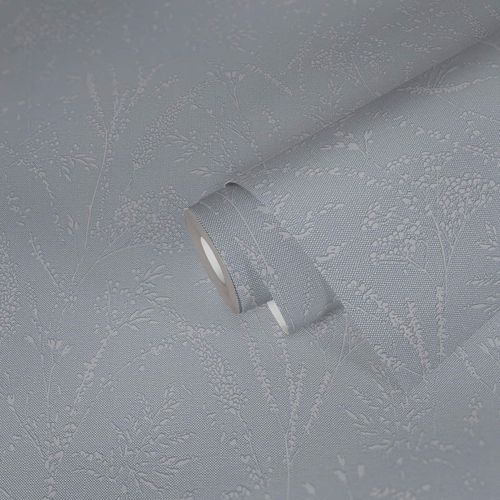 Non-woven wallpaper floral blue grey gloss 39766-3