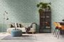 Non-woven wallpaper floral green grey silver 39768-7 6