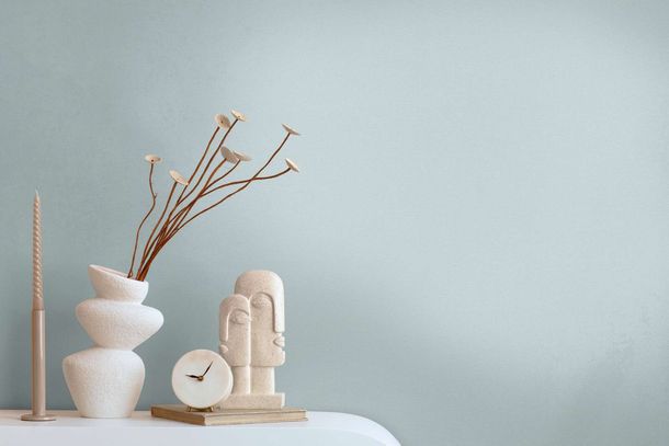 Non-woven wallpaper plain fabric look light blue 3977-37