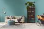Non-woven wallpaper plain fabric look turquoise 3978-36 1