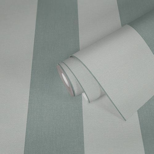 Non-woven wallpaper stripes texture green grey 3979-11