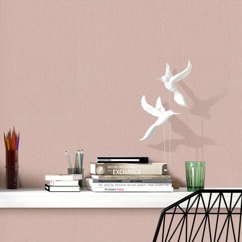 Non-woven wallpaper textile look beige pink 10359-04