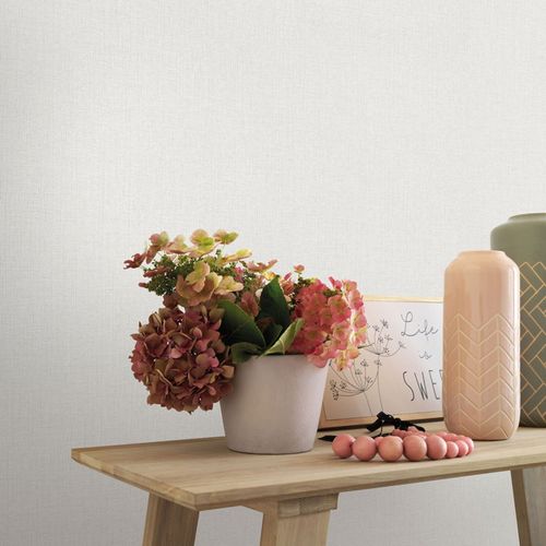 Non-woven wallpaper textile look white grey 10359-14