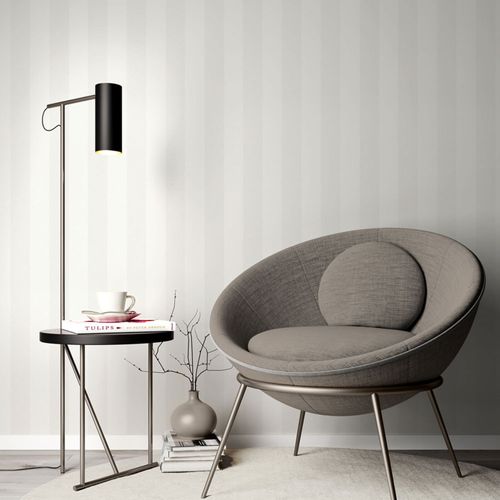 Non-woven wallpaper stripes white silver metallic 10361-01