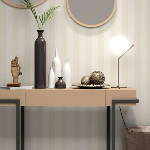 Non-woven wallpaper stripes cream white metallic 10361-02