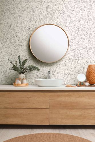 Non-woven wallpaper floral leaves grey silver 39747-4