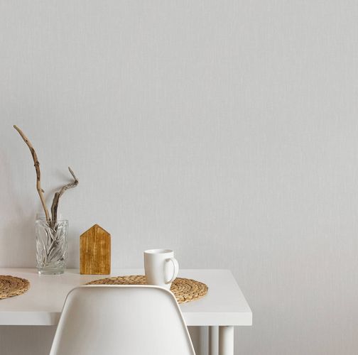 Non-woven wallpaper textile look plain grey white 47610