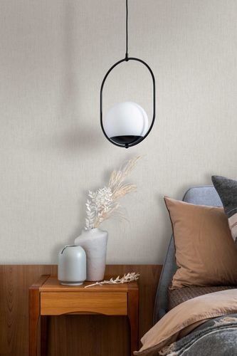 Non-woven wallpaper textile look plain white beige 47614
