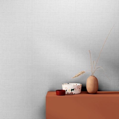 Non-woven wallpaper plain metal look light grey 47654