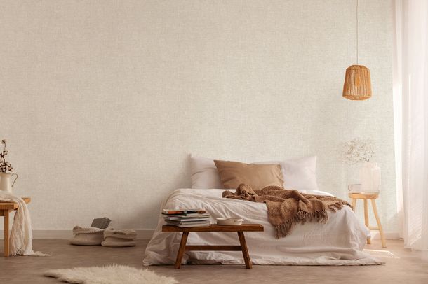 Non-woven wallpaper used look cream pearl 39564-1
