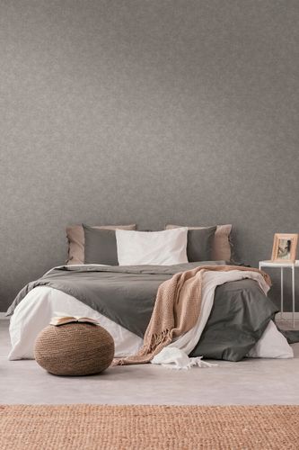 Non-woven wallpaper plain textile look grey 39566-1