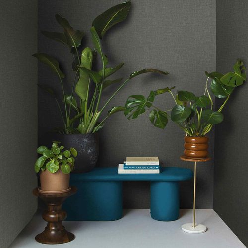 Non-woven wallpaper fabric look anthracite copper 86537