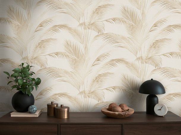 Designer wallpaper Michalsky leaves beige cream 39980-1