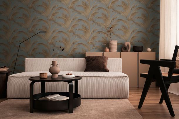 Designer wallpaper Michalsky leaves grey copper 39980-3
