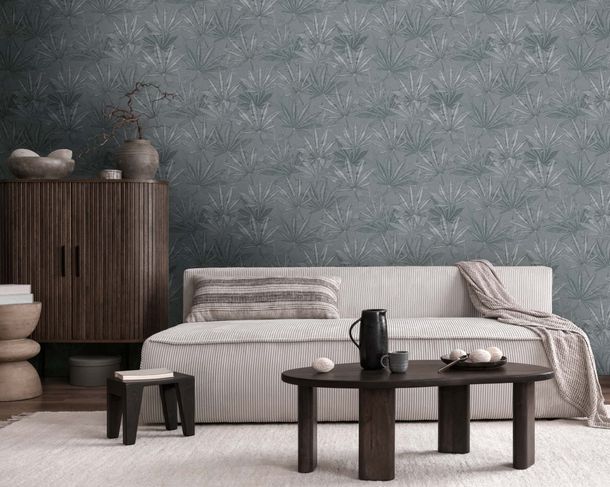 Designer wallpaper Michalsky leaves grey black 39984-2