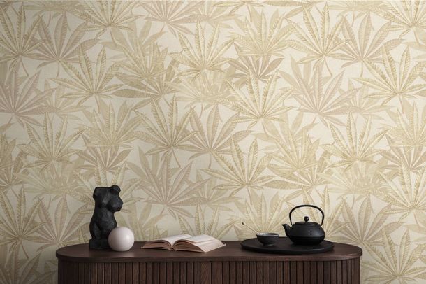 Designer wallpaper Michalsky leaves beige cream 39984-3