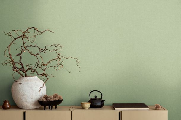 Designer wallpaper Michalsky linen look light green 39988-6