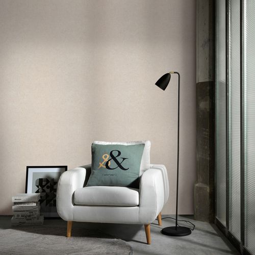 Non-woven wallpaper plain textile look cream beige 10430-02
