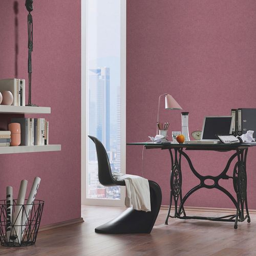 Non-woven wallpaper plain textile look red purple 10430-06
