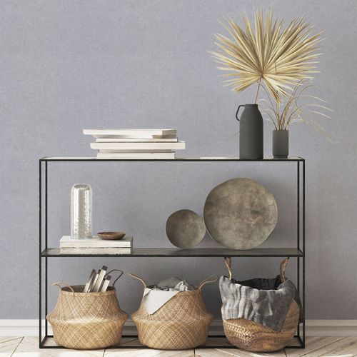 Non-woven wallpaper plain textile look grey 10430-10