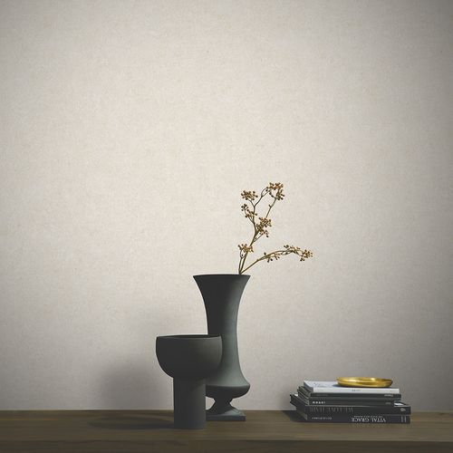 Non-woven wallpaper plain textile look beige grey 10430-37