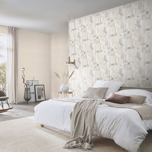 Non-woven wallpaper graphic cream beige grey 10432-31