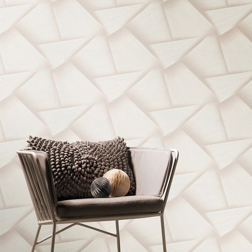 Non-woven wallpaper 3D look cream beige metallic 10401-14