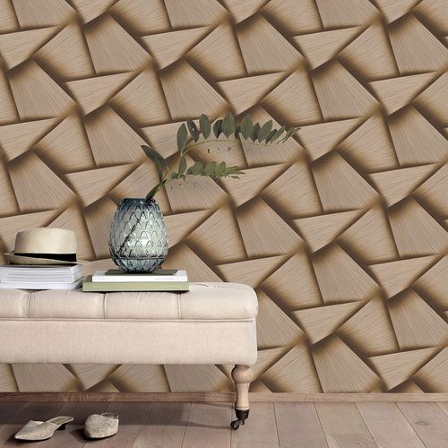 Non-woven wallpaper 3D look brown gold metallic 10401-30