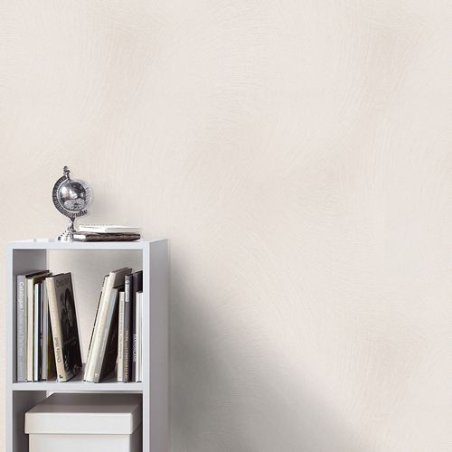 Non-woven wallpaper brush look cream metallic 10403-14