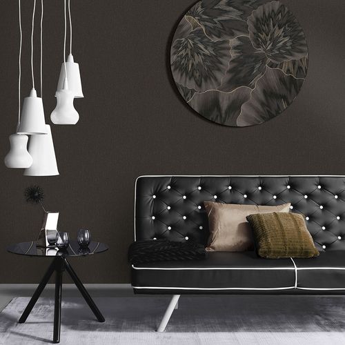 Non-woven wallpaper plain black gold metallic 10437-15