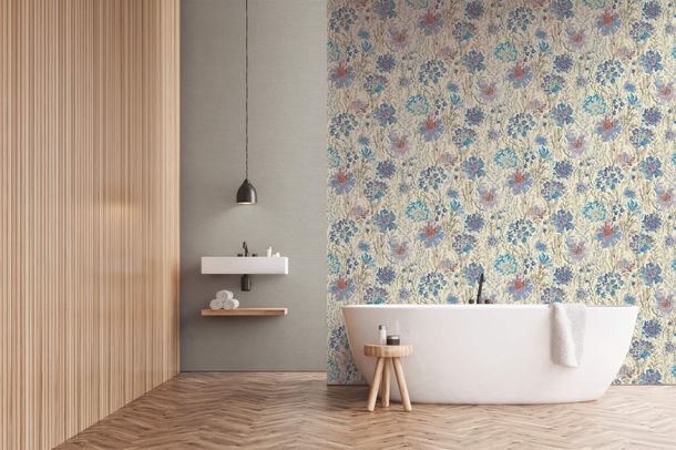 Non-woven wallpaper abstract white grey blue 39695-3
