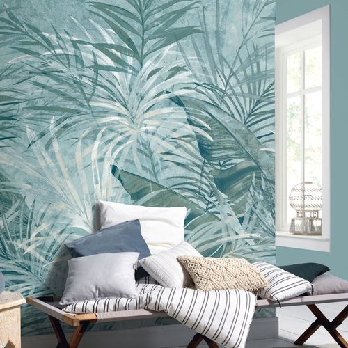 Wall mural Guido Maria Kretschmer leaf pattern blue green