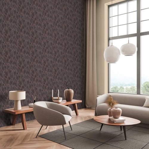 Non-woven wallpaper Daniel Hechter leaves black bronze