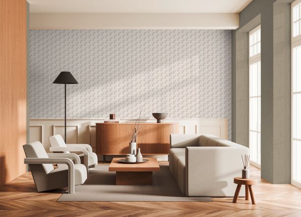 Wallpaper Daniel Hechter retro grey white metallic