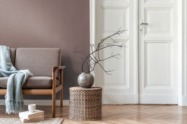 Wallpaper Daniel Hechter uni textile look brown grey