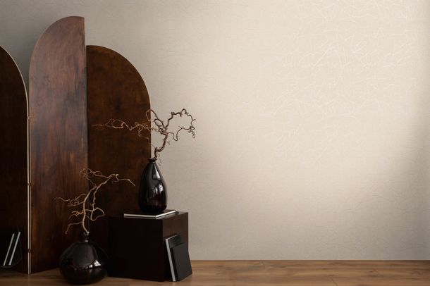 Non-woven wallpaper stone look beige cream metallic 39934-2