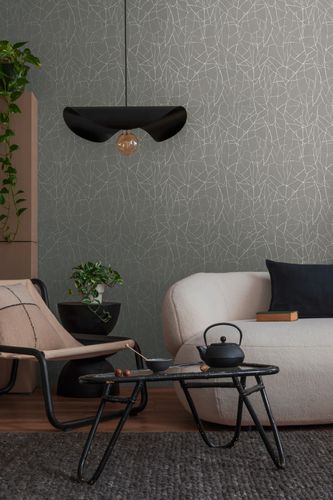 Non-woven wallpaper stone look grey silver metallic 39934-3
