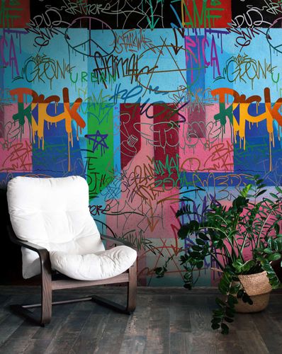 Photo Wallpaper Graffiti Abstract Blue colourful 39824-1