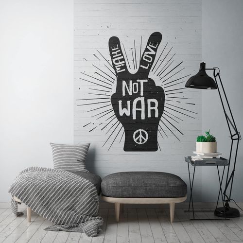 Photo wallpaper stone wall street art white black 39829-1