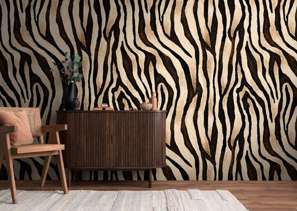Photo wallpaper fur look zebra beige black 39831-1