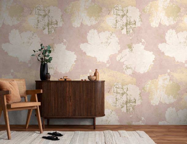 Photo Wallpaper Floral Abstract Pink Cream 39838-1